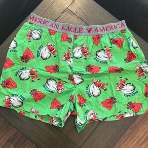 American Eagle Outfitters Festive Green Santa Print Boxers